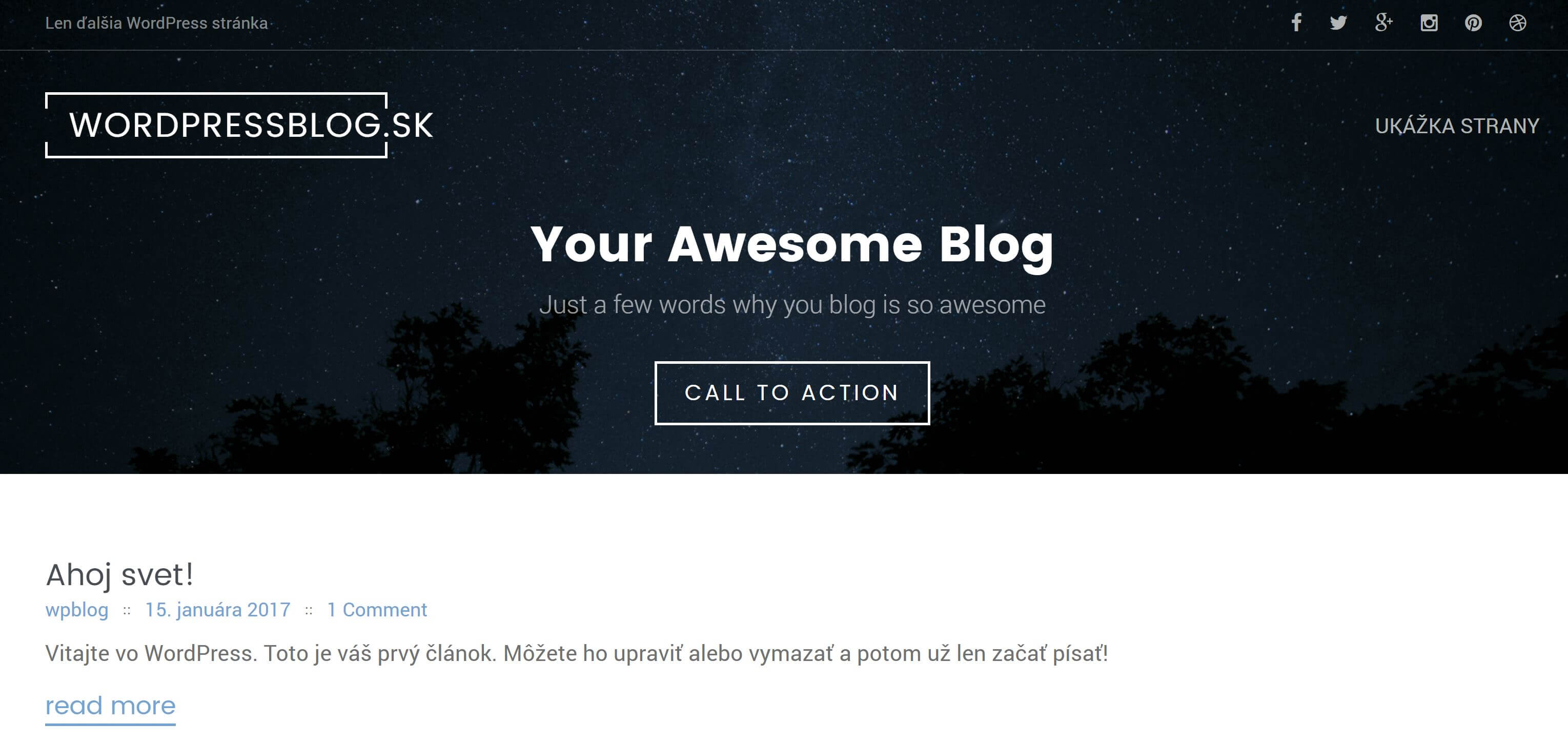 Default appearance of a new WordPress website