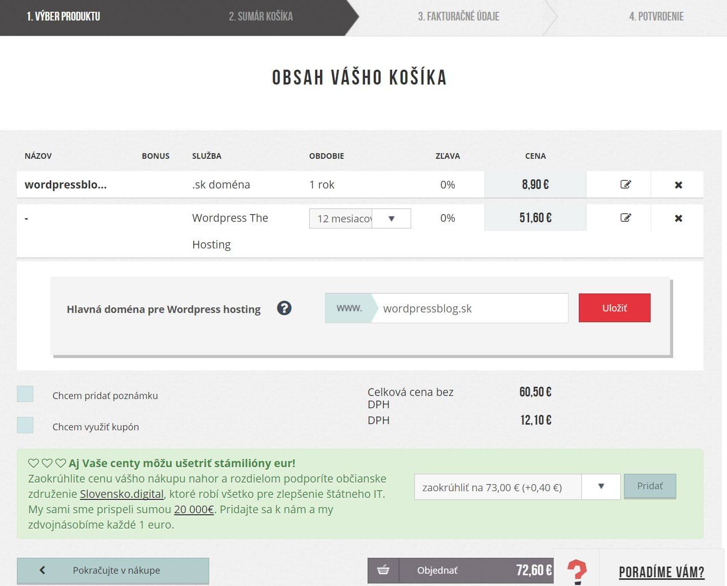 Hosting cart – older interface